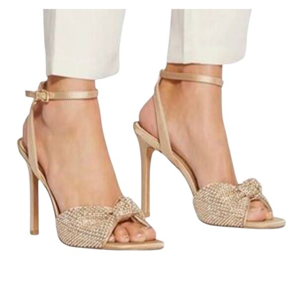 Jessica Simpson Sandals Size 5 Open Toe High Heel in Gold Ankle Strap - Picture 1 of 8